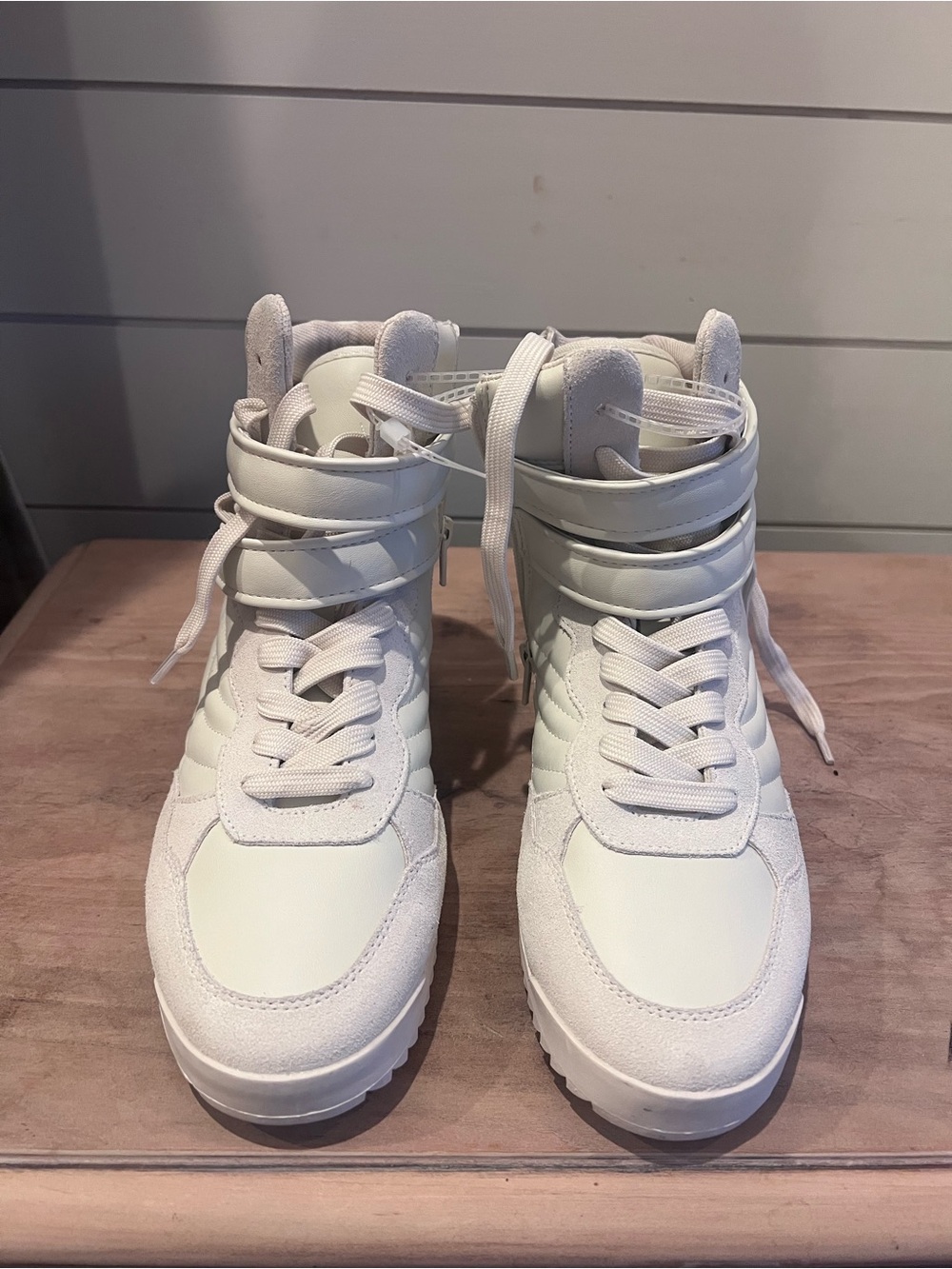 Steve Madden Women's White High-Top Lace & Strap Sneakers
